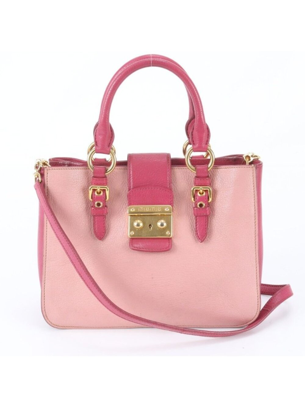 Miu Miu Madras Leather 2-Way Shoulder Bag Crossbody Hand